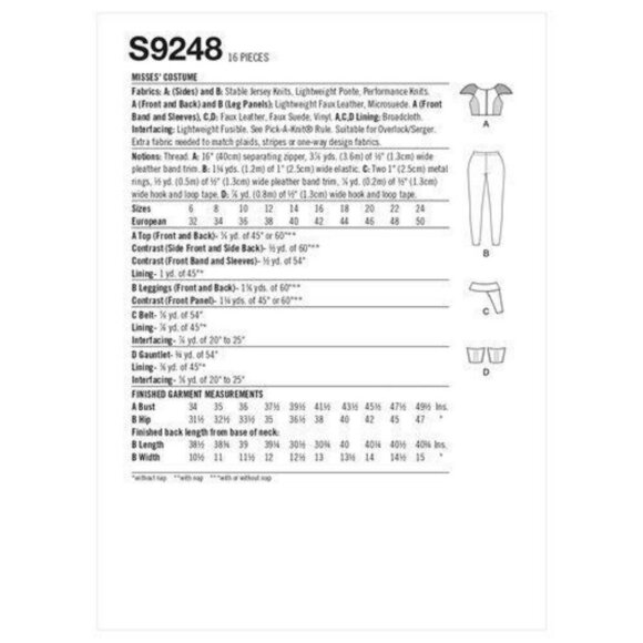 Simplicity Sewing Pattern S9248 R11000 Costume Space Mercenary Size 6-14 - Picture 2 of 5